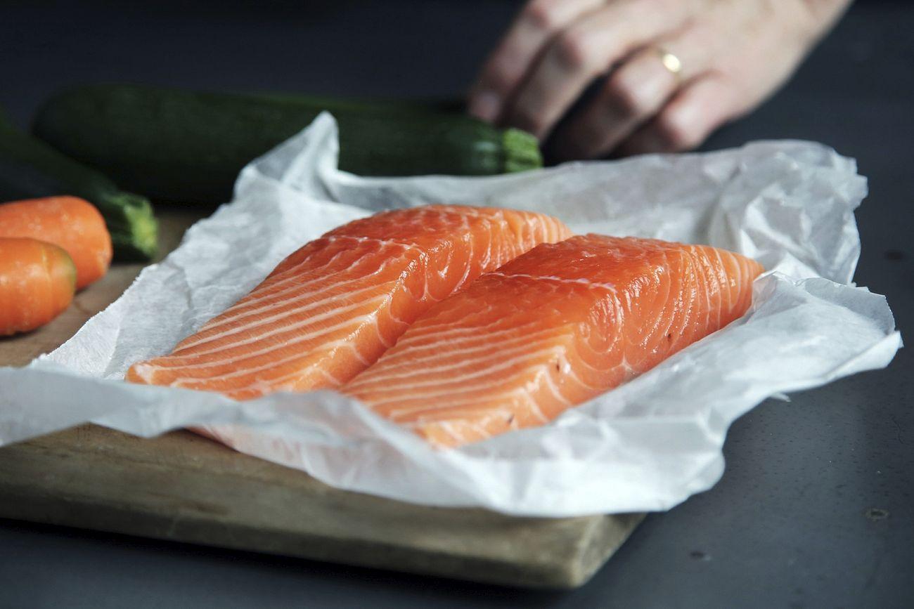 Free raw salmon fish fillets