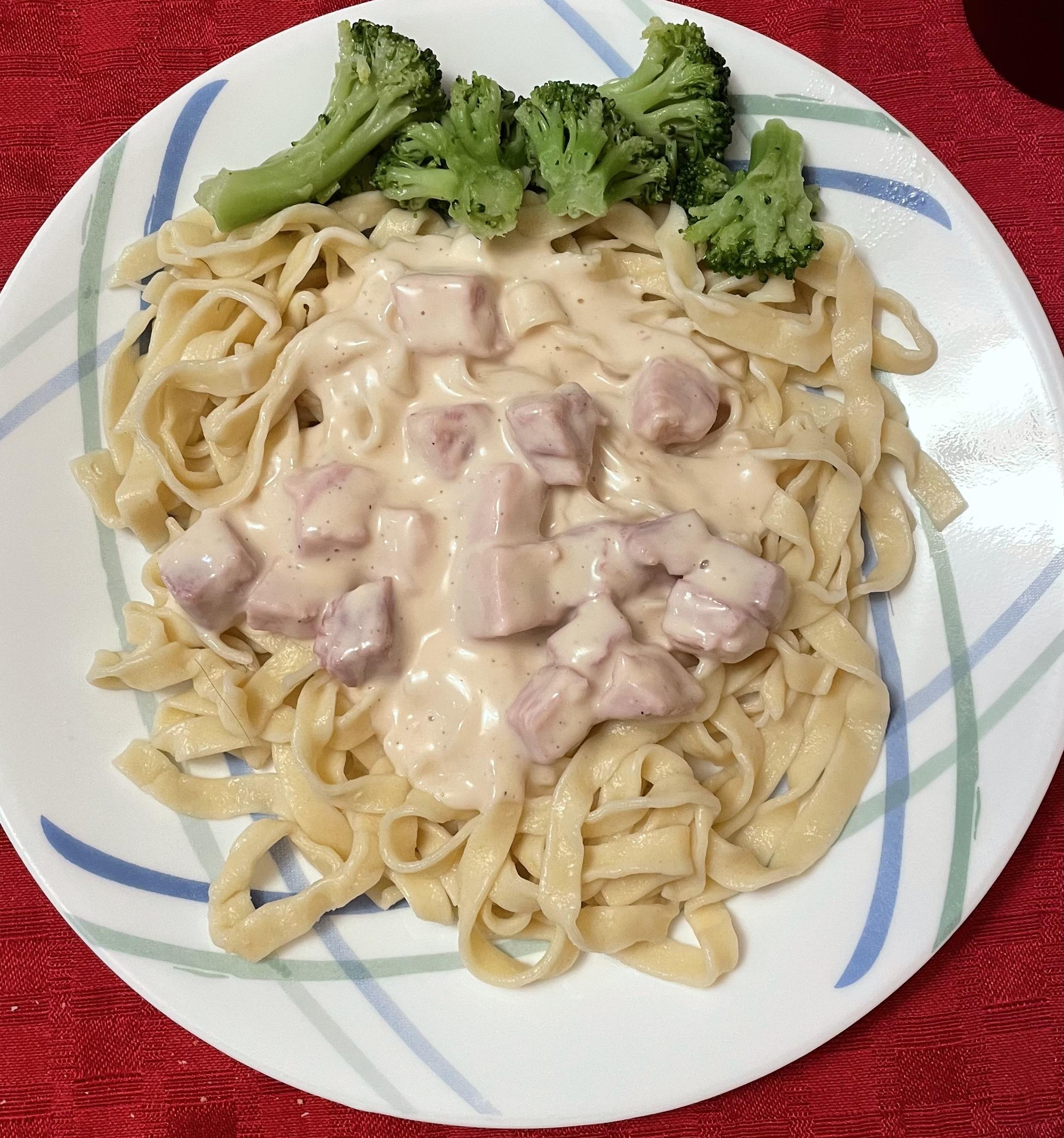 Fettuccine Alfredo With Ham