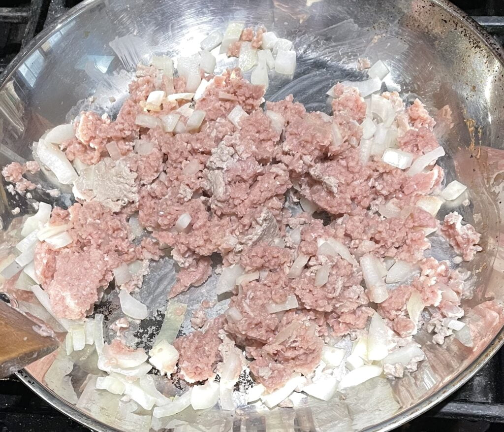 meat and diced onions