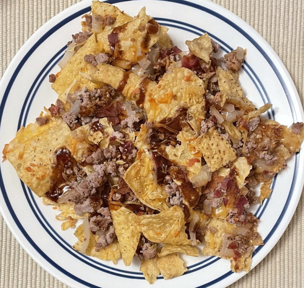 BBQ Nachos on a plate