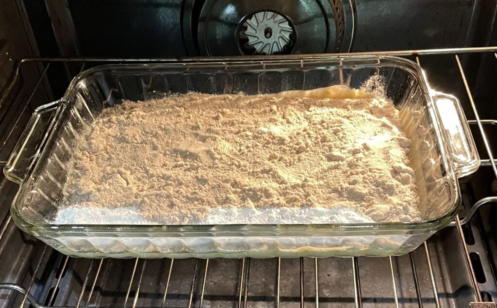 coffee cake in the oven