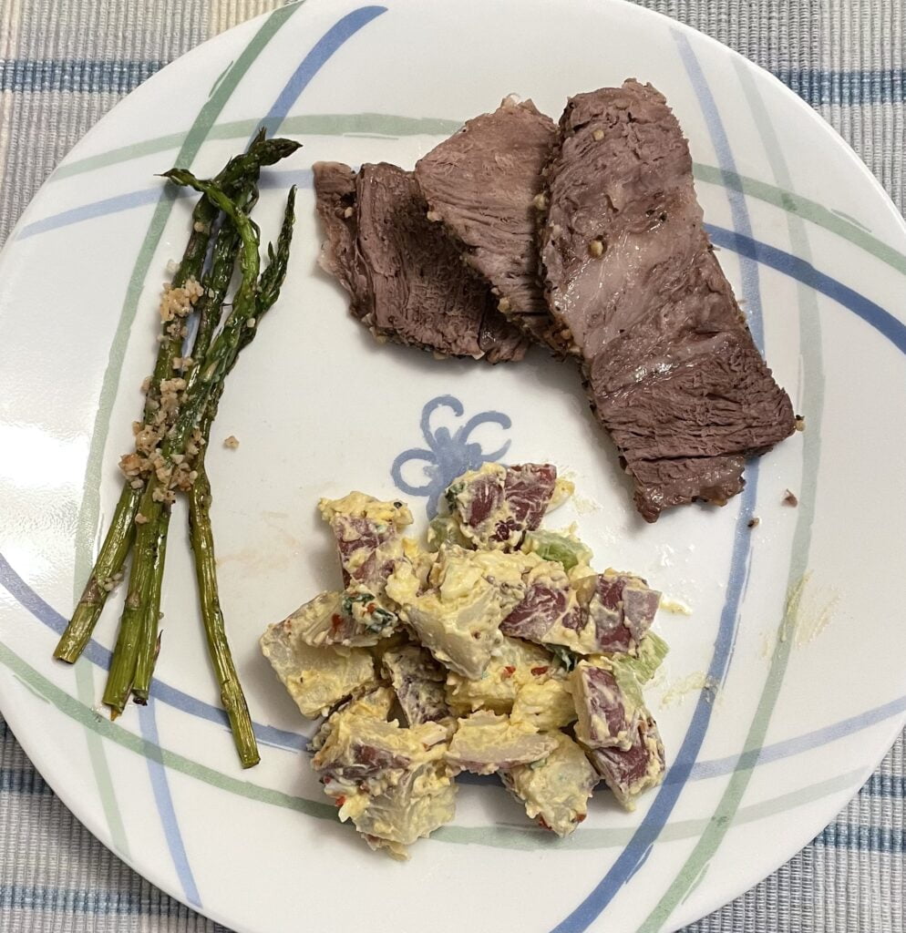 prime rib with potato salad