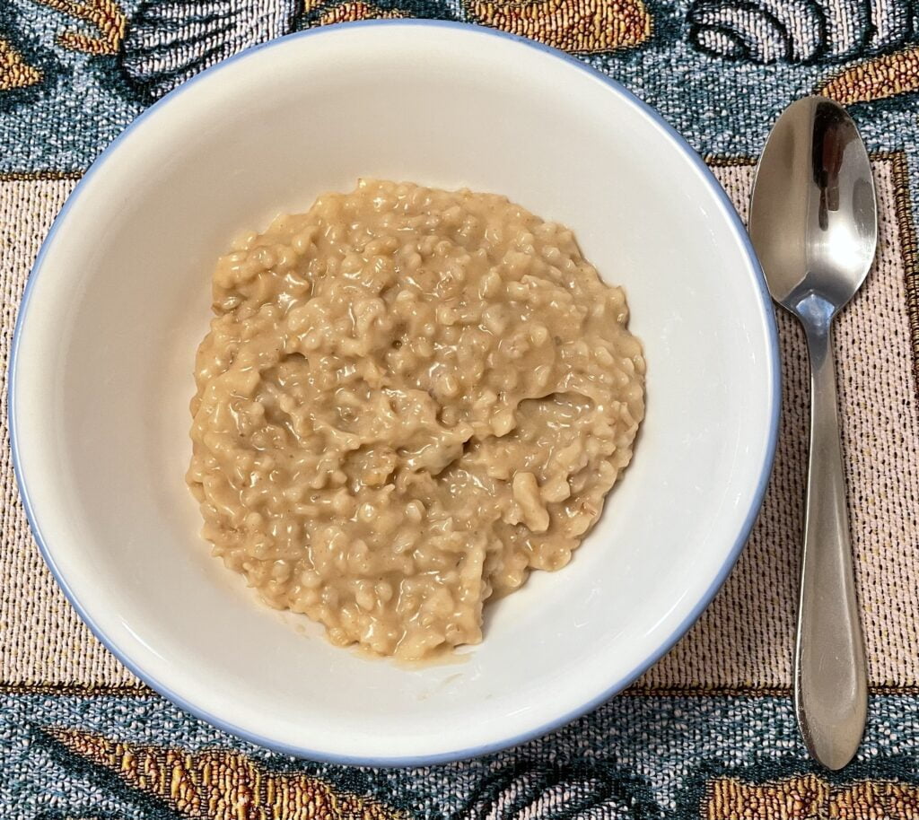 peanut butter oatmeal in a bowl