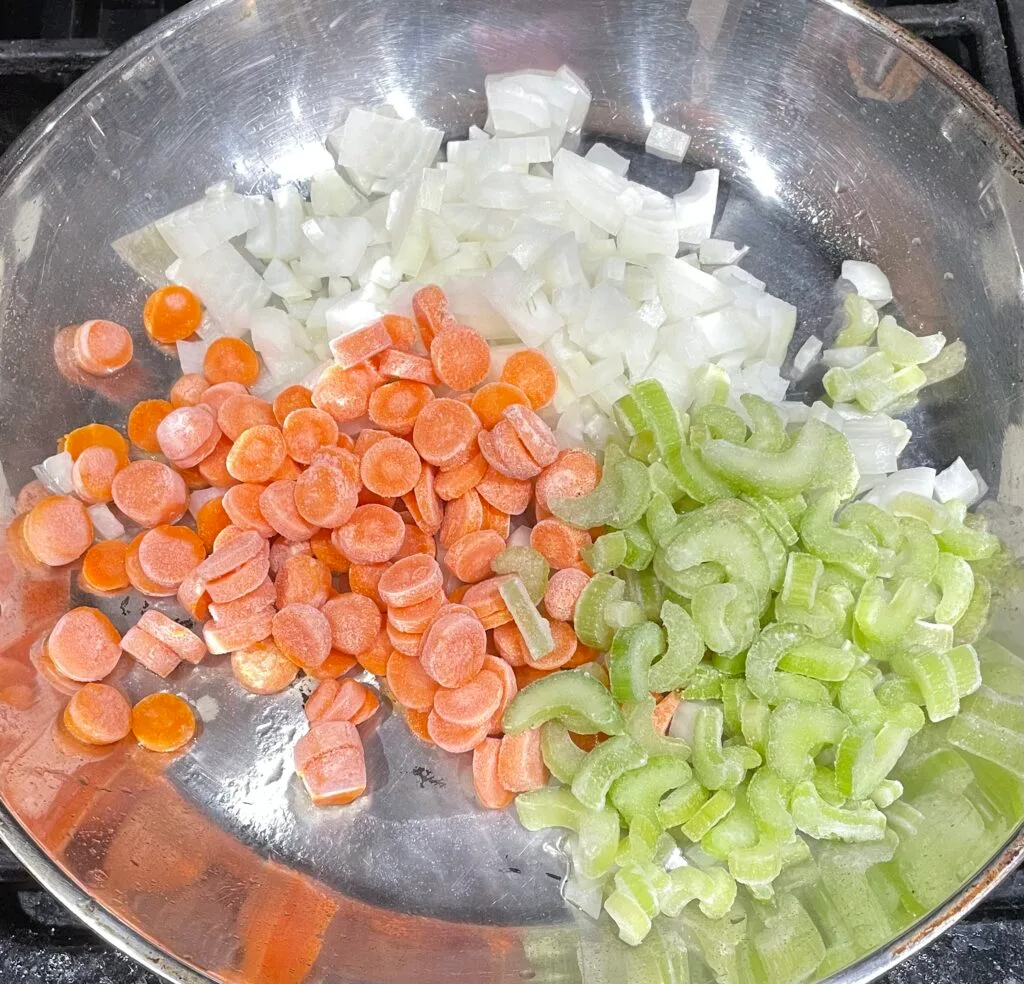 onion, carrot, and celery