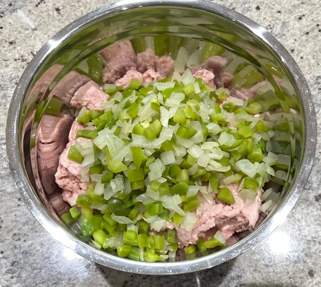 in bowl with meat in bowl with meat